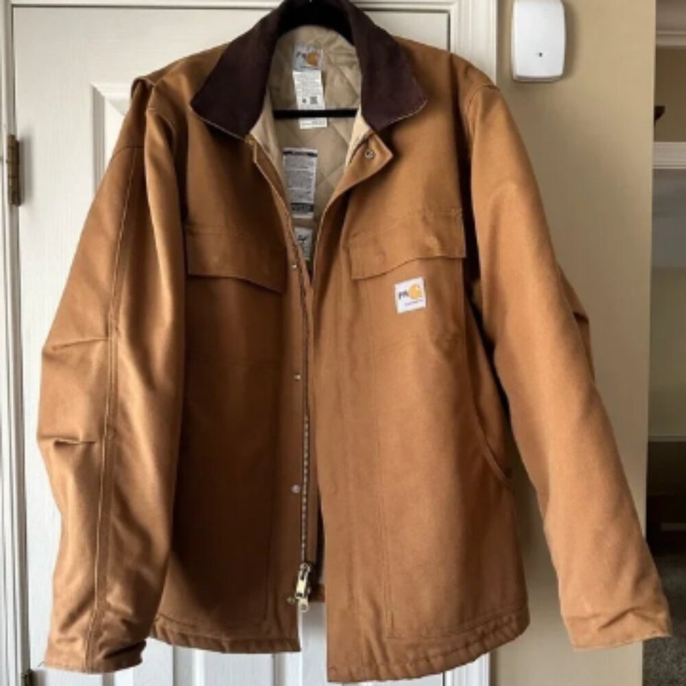 Vintage Carhartt Flame Resistant (FR) Duck Canvas Quilt Lined Jacket FRC56 Large